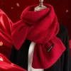 The red woven scarf is warm in autumn and winter. It is made of thick pure cotton and is versatile and fashionable for women Specification image